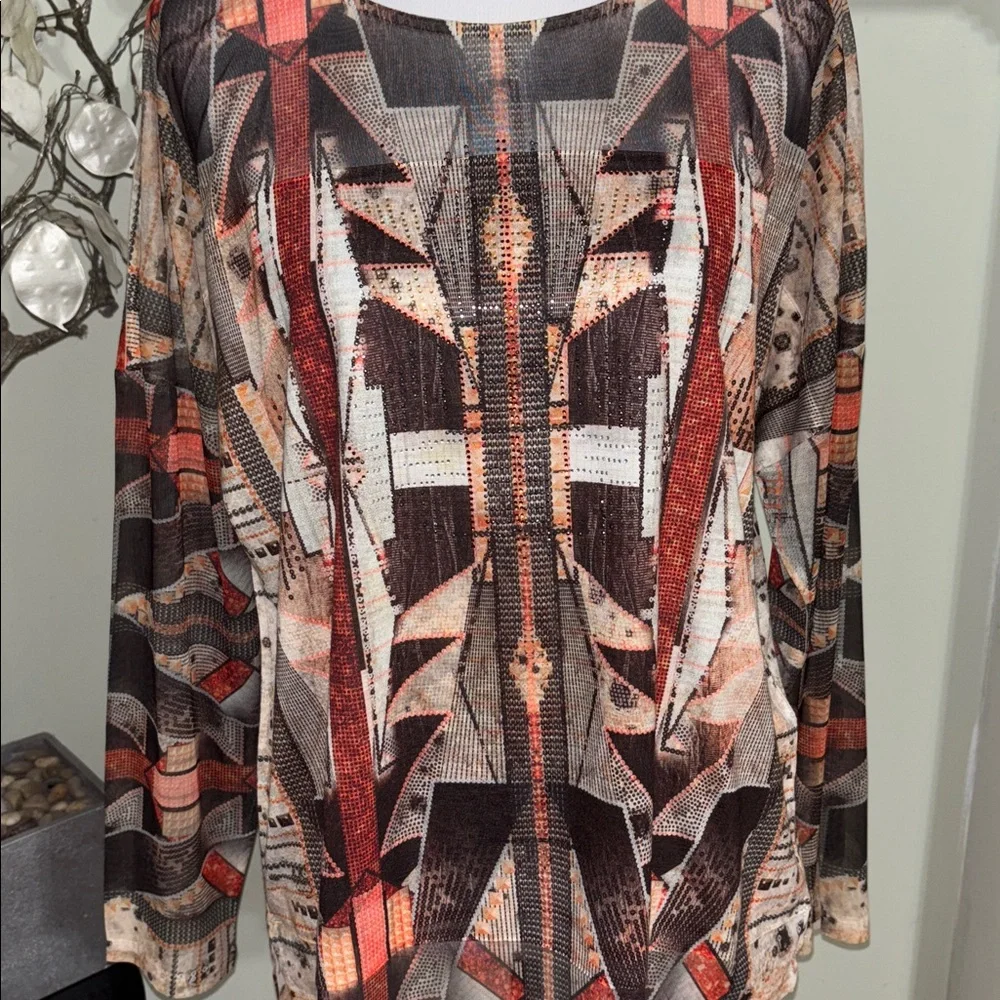 Chico's Geometric Patterned Blouse in Earth Tones
